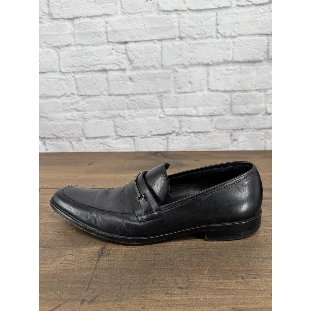 Hugo Boss Ikon Bit Loafers Mens Black Leather Square Dress Shoes Size 10 US
